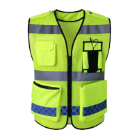 鸣固 网布反光背心马甲多功能多口袋道路施工安全衣服透气背心 L码