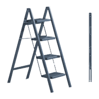 鸣固 折叠人字梯 经典黑四步(加宽加厚大踏步)