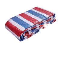 鸣固 金品双膜 三色彩条布防水防晒防雨布工地户外遮阳装修防尘雨棚篷布 4*5米(基础加厚款)