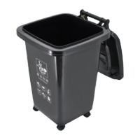 鸣固 大垃圾桶户外大号带盖带轮户外环卫物业小区酒店厨余垃圾黑色50L
