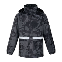 鸣固 户外执勤分体雨衣公路养护环卫雨衣套装定制免费印反光字 黑3XL