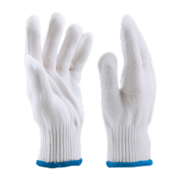 鸣固 劳保白尼龙线手套 工地劳动施工防滑加厚耐磨手套尼龙手套(600g)48双[可定制]
