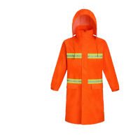 鸣固 连体雨衣 长款外卖雨衣防汛户外徒步骑行连体劳保执勤制服 橘红色 2XL