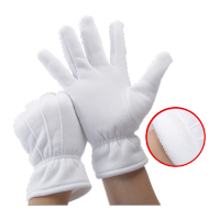 鸣固 礼仪手套 加绒加厚背三筋白手套保暖防寒 白色三筋加绒M MG-SB-1164