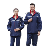 鸣固 防寒服 工厂车间劳保棉袄带反光条工作服棉服 藏蓝色中长款165/M MG-ST-1536