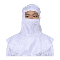 鸣固 防静电披肩帽 无尘净化车间防静电子帽 连口罩透气款 白色 MG-TB-8738