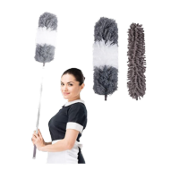 鸣固 静电除尘掸可伸缩 加长清扫工具鸡毛掸子扫灰神器 雪尼尔 四件套纯灰色+白色