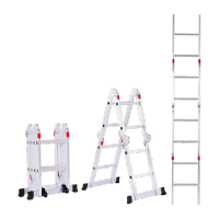 鸣固加厚铝合金折叠梯阁楼直梯 大关节4折6步 人字3.3米直梯6.8米