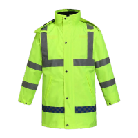 鸣固 反光雨衣 加厚保暖防寒服工作服 交通环卫施工执勤安全服上衣棉服可拆卸绿色 L