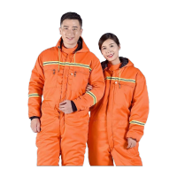 鸣固 连体防寒服 冬季加厚防水防风防寒保暖连体衣工作棉服 橙色 170 MG-SB-1066