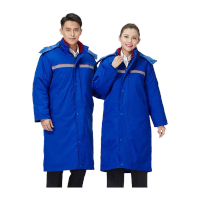 鸣固 防静电棉衣 加长棉服石油石化工作服加厚防寒 加长款艳蓝色 XL码/170 MG-SB-1103