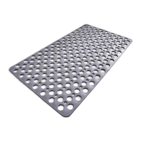 鸣固 防滑垫 长款酒店浴缸垫TPE门垫 多孔浴镂空吸盘地垫防摔跤垫子 灰色 75*43cm 2只