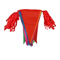 鸣固 小彩旗三角串旗节庆装饰加粗绳警示旗 中号五彩旗(加粗红绳)80米