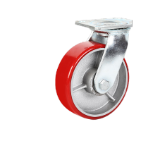 鸣固 重型铁芯PU轮铸铁聚氨酯轮载重万向轮手推车轮刹车轮 重型聚氨酯PU脚轮 4寸万向轮