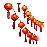 鸣固 led彩灯 虎年春节新年过年金福字流苏灯笼闪灯串小红灯笼 直径6cm-6米40灯-电池款ZL5424