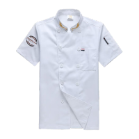 鸣固 短袖厨房工作服XL 白色