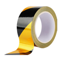 鸣固 警示胶带警戒带黑黄斜纹反光贴 斑马胶带安全警戒线隔离带 墙贴地贴标志 反光黄黑款5cm*45米 KS331581