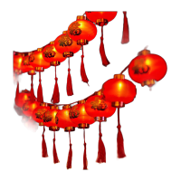 鸣固 led彩灯 春节新年过年金福字流苏灯笼闪灯串小红灯笼 直径8cm-10米100灯直径8cm-插电款ZL5415