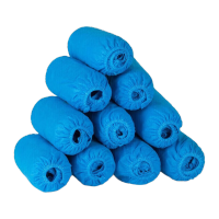 鸣固 鞋套一次性加厚耐磨防尘透气鞋套脚套学生无纺布鞋套鞋套室内ZG1314 蓝色100只