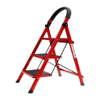 鸣固 红色人字梯子 折叠三步踏板爬梯加厚伸缩 登高梯 加厚三步梯多功能人字梯承重150kg
