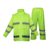 鸣固 男女分体雨衣雨裤 反光衣环卫高速巡逻交通执勤雨衣 蓝格绿反光雨衣 XXL CS462168