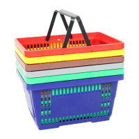 鸣固 加厚超市购物篮 塑料菜篮子 便利店卖场手提篮购物筐 大号绿色