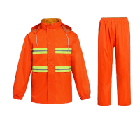 鸣固 户外作业环卫雨衣套装 反光成人分体式园林雨衣雨裤 XL CS429564