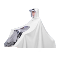 鸣固 雨衣加厚加长电动车全身防暴雨成人电瓶车骑行雨披雨衣 卡其白 4XL CS822320