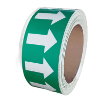 鸣固 管道标识贴 流向介质管路警示牌 消防工业箭头标签贴5*20m 绿底白箭头(一卷) KS625844