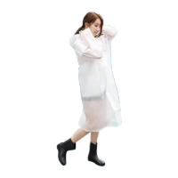 鸣固 应急雨衣非一次性雨衣半透明磨砂成人雨衣雨披 男女士长款带帽 凑单|优选|1件|拼单 KS154908