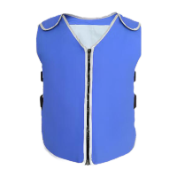 鸣固 冰袋降温背心马甲衣服制冷户外防护服神器夏季 藏蓝色 CS201119
