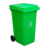 鸣固 户外垃圾桶物业小区公用室外环保分类塑料带盖医疗环卫户外垃圾桶酒店 240L挂车加厚款01 绿色 ZJ1033