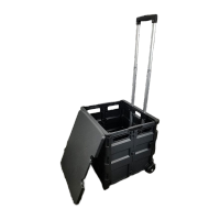 鸣固 折叠购物小拖车行李车手拉车便携买菜车收纳箱 两轮塑料购物车 黑色(中号) ZB1509