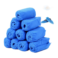 鸣固 无纺布鞋套一次性加厚耐磨防尘透气鞋套脚套学生无纺布鞋套室内鞋套 蓝色100只