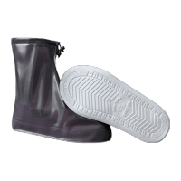 鸣固通用防水鞋防滑雨靴套加厚底pvc拉链款3XL 咖啡色