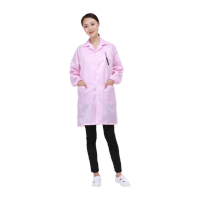 鸣固 防静电大褂 防尘大褂防静电服 洁净服防尘服无尘防护服工作服 粉色 XL码