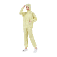 鸣固 防静电服分体带帽 洁净服防尘服无尘防护服 防尘用喷漆防护工作服 黄 L码