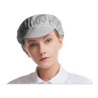 鸣固 防静电帽子 防静电网格款 无尘帽车间工作帽劳保头套防灰帽 鸭舌帽 浅灰色 定制周期:15天