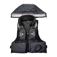 鸣固 海钓救生衣多口袋多功能可拆卸冲浪游泳矶钓浮力背心马甲灰色2XL码