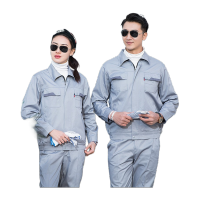 鸣固 防静电工作服 男女春秋工装电工劳保服 浅灰色套装XL码 CS765763