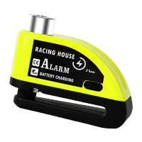 鸣固 自行车报警碟刹锁摩托车碟刹锁山地车碟刹锁防盗碟片锁骑行装备 黑绿色 KS244805