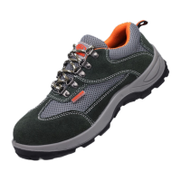 鸣固 劳保鞋防静电防砸防刺穿钢包头车间无尘洁净鞋凉鞋透气真皮实心底工作鞋 军绿色 39码