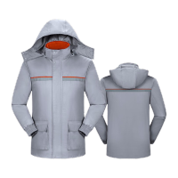 鸣固 防静电工作服 男女秋冬棉衣电工加油站工厂车间汽修加厚劳保外套 灰色外套2XL码 CS124127