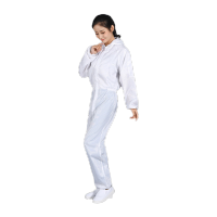 鸣固 防静电服连体带帽 洁净服防尘服无尘防护服工作服 白色 XL码