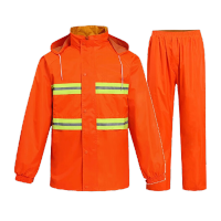 鸣固 高速交通执勤巡逻分体式应急雨衣雨裤套装 应急加厚救援反光雨衣可定制 橙色 2XL