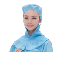 鸣固 防尘帽披肩帽食品厂无尘帽男女防静电工作帽防护头罩套ZG1251 蓝色披肩帽/10个