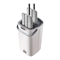 鸣固 工厂平板拖把 免手洗平板拖把 旋转墩布挤水拖把桶 简约款小桶 拖把桶+2套拖把+10块布+刮刀 KS658388