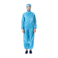 鸣固 防静电服分体带帽 洁净服防尘服无尘防护服 防尘用喷漆防护工作服 蓝 3XL码 网格布料款 定制周期:15天