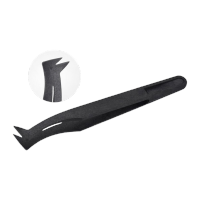 鸣固 防静电镊子 碳纤维塑料镊子 尖头平头弯头圆头宽口扁头 夹持工具 93306弯尖头