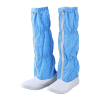 鸣固 防静电高筒靴 PVC硬底长筒无尘工作鞋皮革白色蓝色食品厂静电鞋 36码